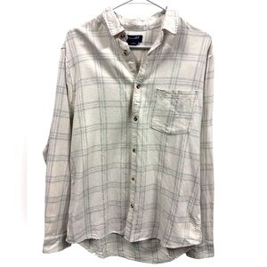 Cotton On Cream Tartan Casual Button Up Long Sleeve Shirt Flannel Mens Small